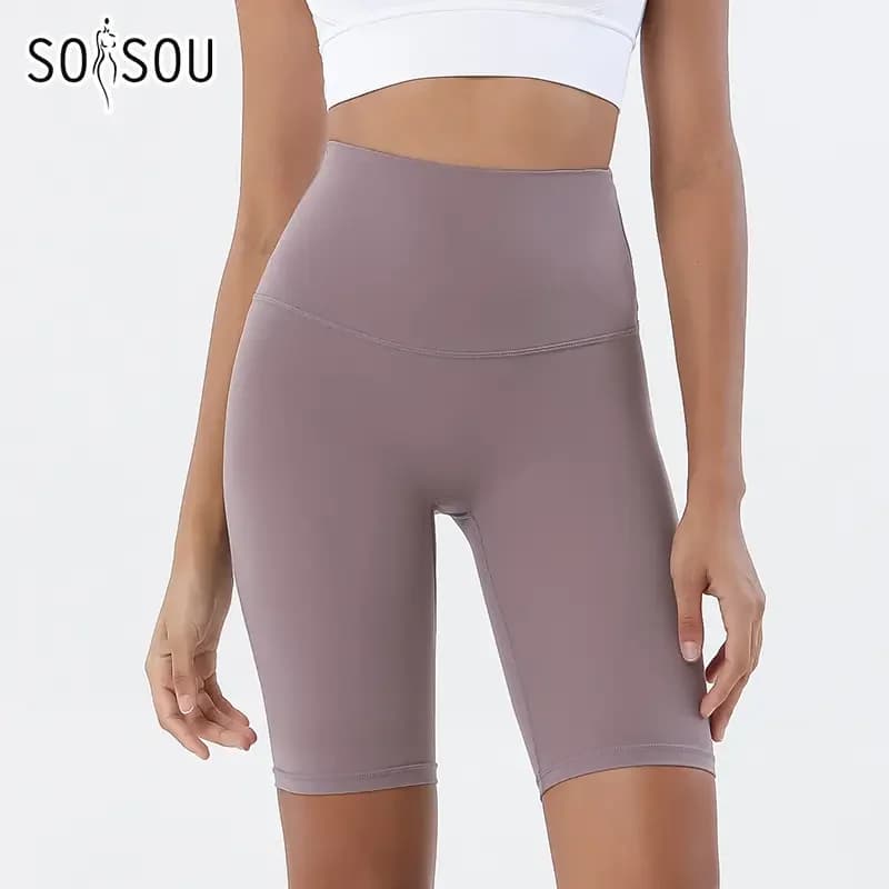 Pantaloncini da donna in nylon per palestra, yoga, ciclismo, vita alta, elastici, traspiranti, senza cuciture a T, abbigliamento fitness da donna, 24 colori