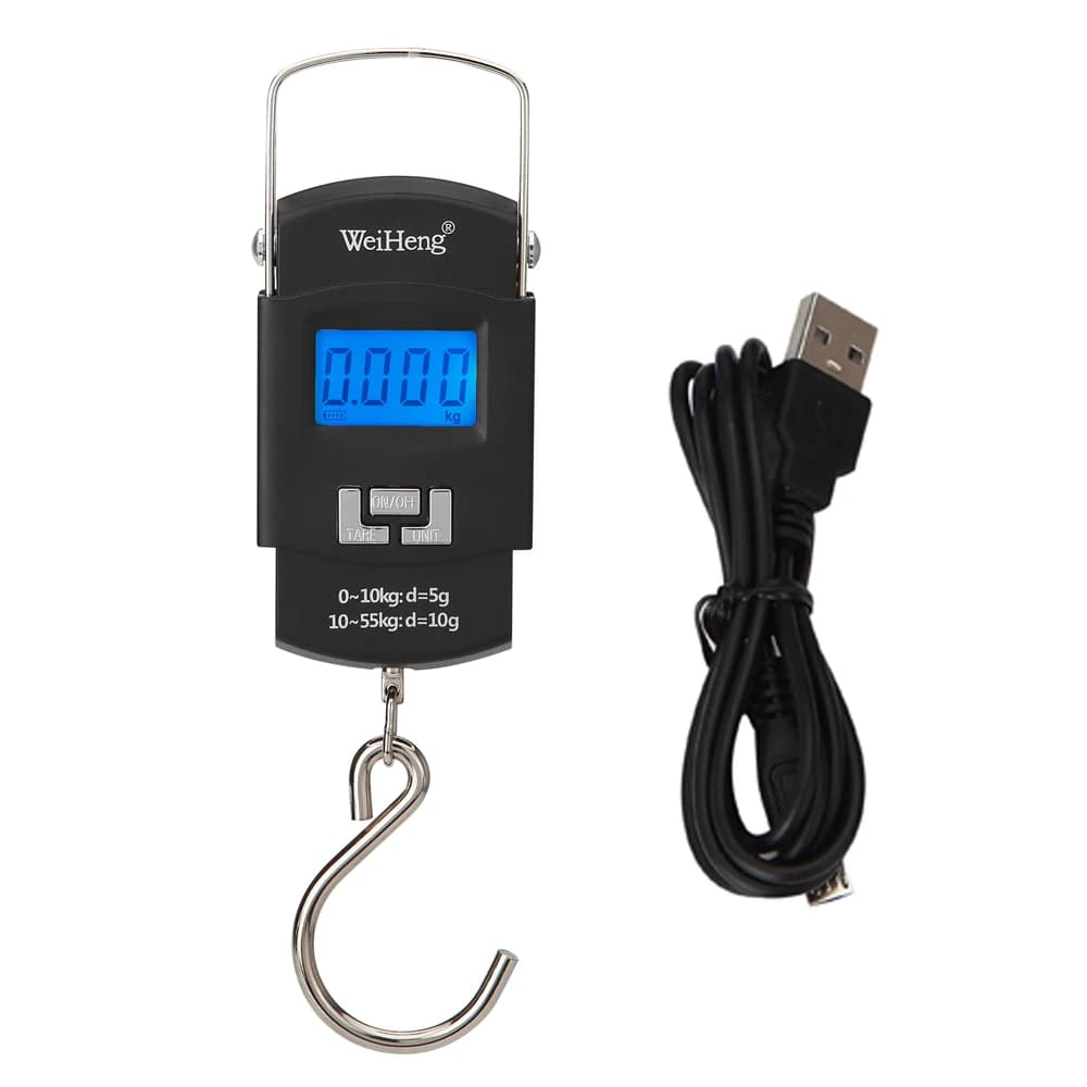 Bilancia Elettronica Portatile Ricaricabile con Display LCD, Bilancia per Bagagli con Manico Retrattile, Doppia Precisione 55kg con Retroilluminazione