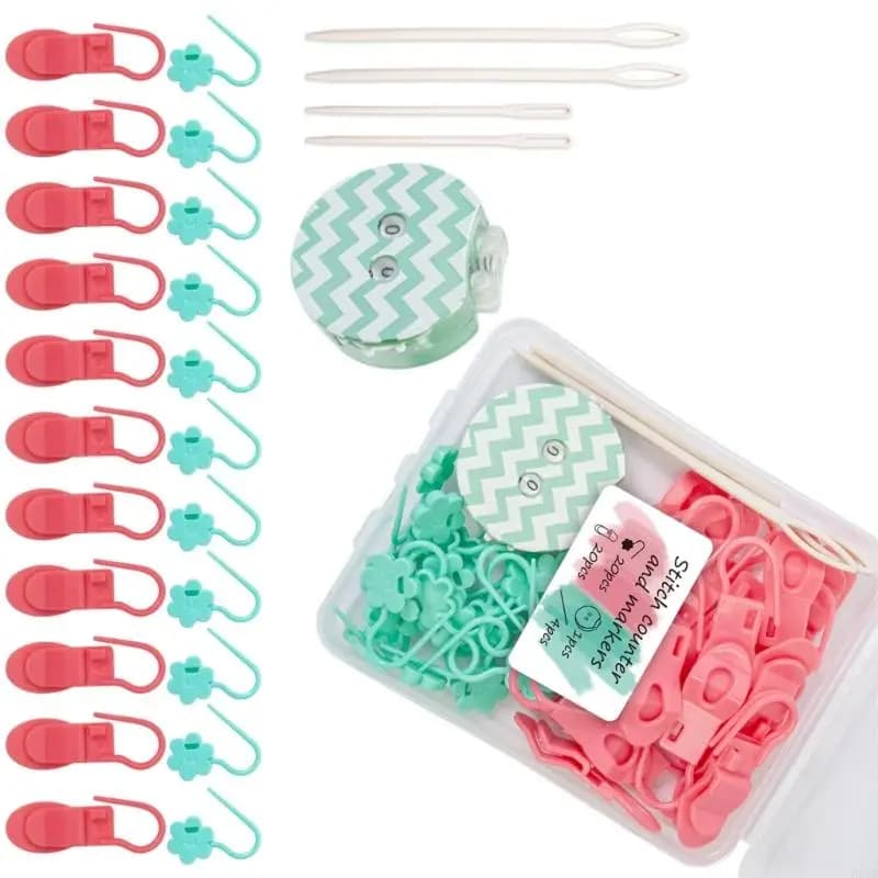 H8WB 40Pcs Stitching Markers With Counter And Needle Crochet Knitting Supplies
