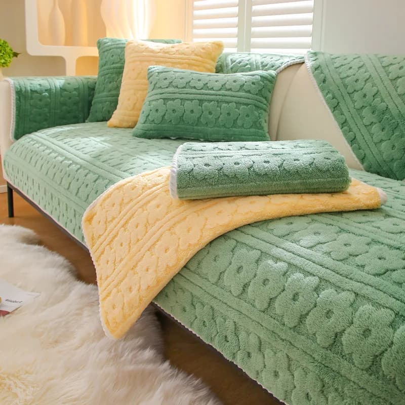 Cuscino per divano Peluche invernale antiscivolo Addensato Nuovo copridivano Coperta universale all-inclusive Cuscino in tessuto per asciugamani