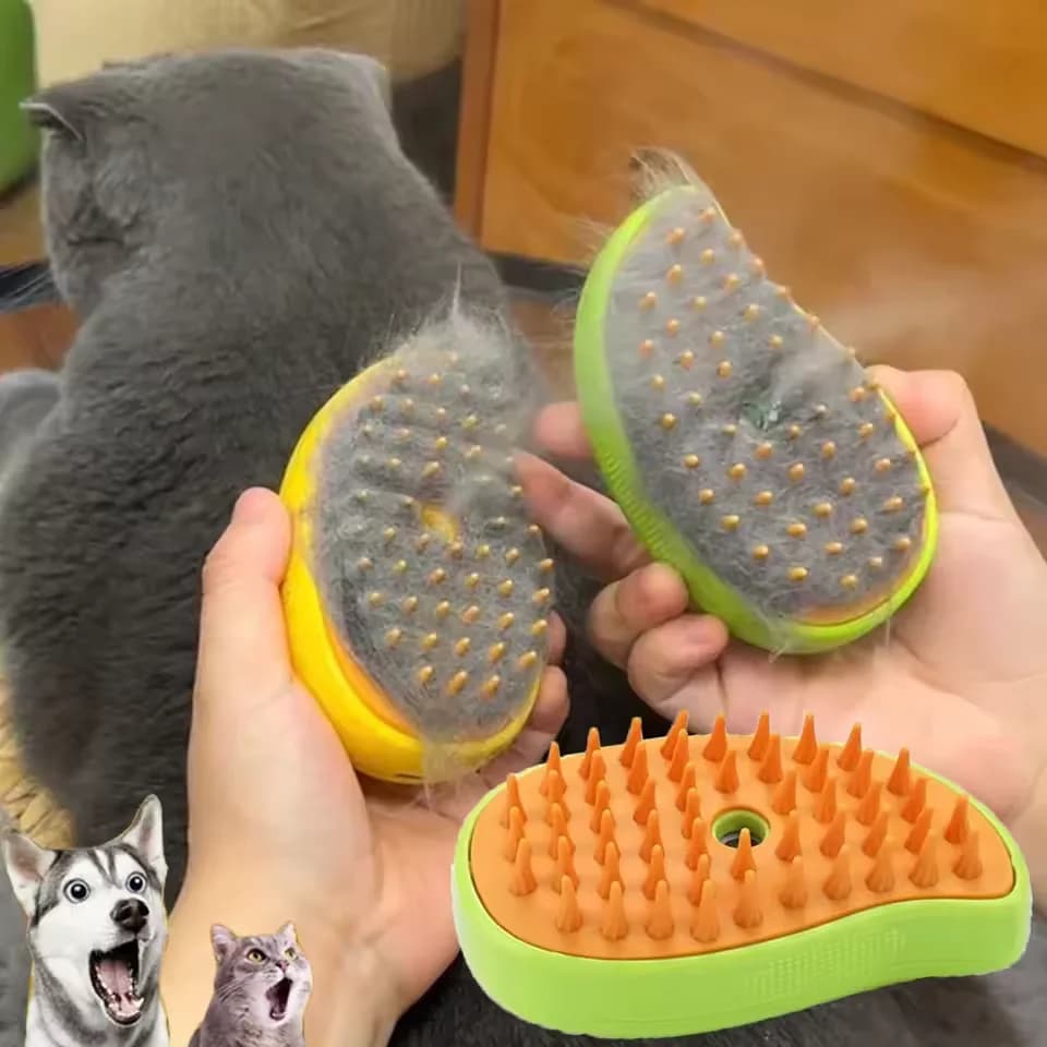 Spazzola a vapore 3 in 1 per gatti e cani: pettine massaggiante elettrico, spazzola a vapore e spruzzatore elettrico per massaggio e toelettatura, strumento per la rimozione del pelo.