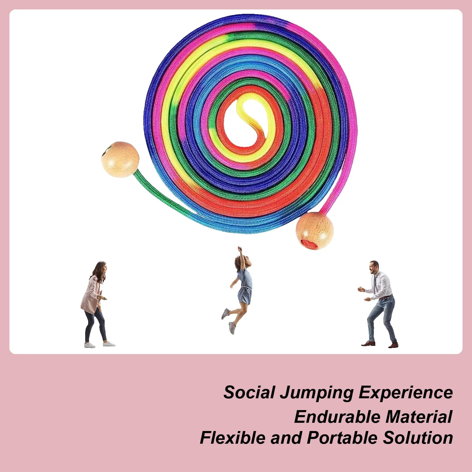 Long Corda Anti-slip Rainbow Outdoor Fun Ball Handle Corda Group for Jump Exercise Gym Training 5 m Jump Sports School Racing