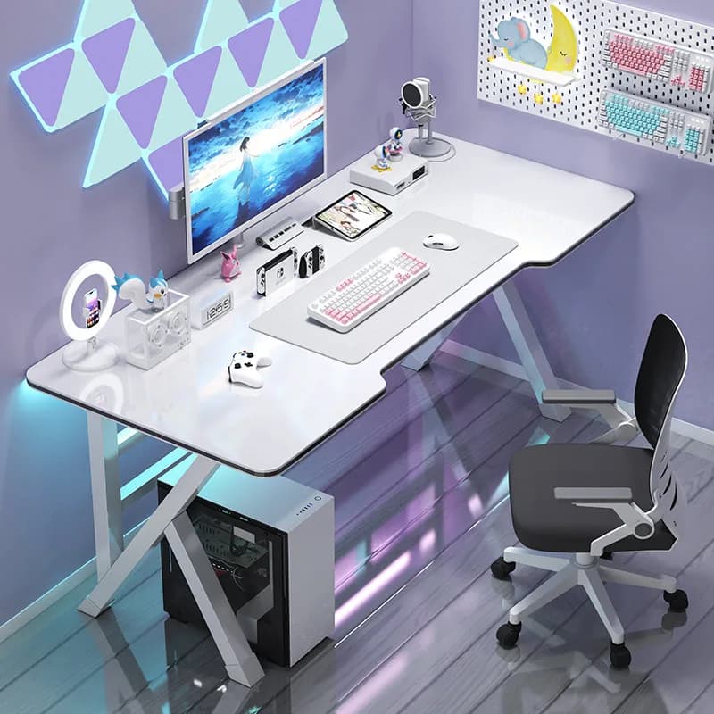 Scrivanie per computer bianche di lusso leggere Gambe spesse K Tavoli da gioco per desktop Semplice scrivania da studio per studenti domestici Mobili per ufficio moderni