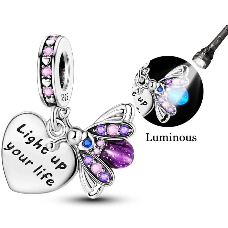 New Charm Pendant Luminous Sterling 925 Sterling Silver Shape, Suitable for 3mm Original Bracelet, DIY Jewelry for Women, Cool Birthday Gift