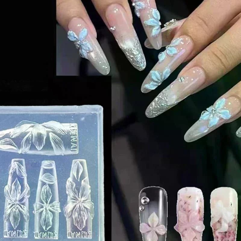3D Flowers Nail Mold DIY Silicone Nail Tools Hawaii Hibiscus Flower Petal Nail Design Silicone Molds Nail Art Carving Template