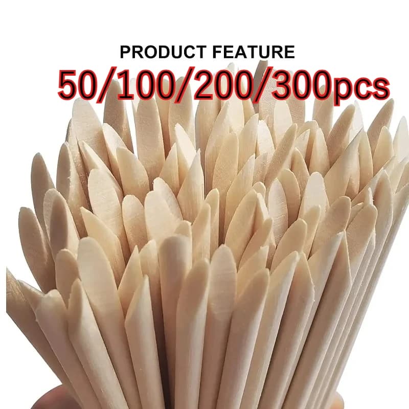 Set da 50-300 pz di bastoncini in legno d'arancio di diverse dimensioni per la cura delle unghie, spingicuticole e strumento per la rimozione delle cuticole, per manicure e pedicure.
