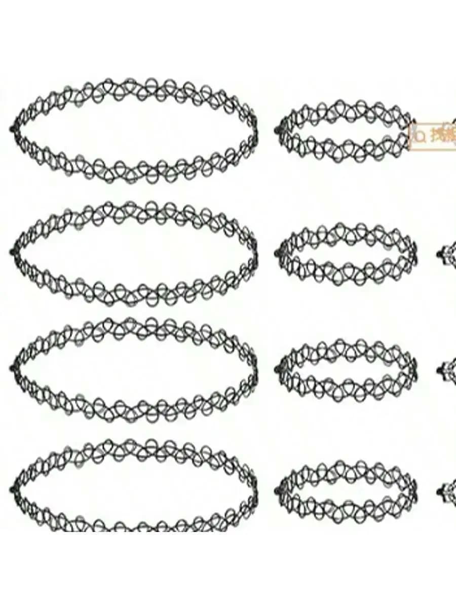 Gothic Style Hollow Fishline Necklace Bracelet Ring Set 1-15pcs