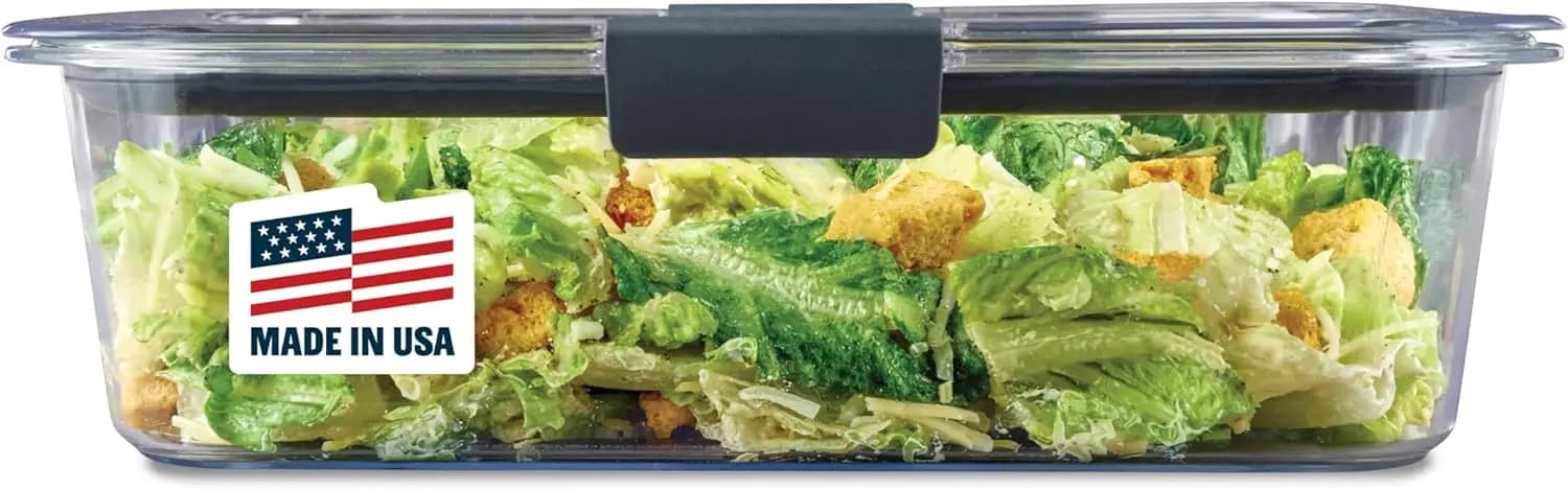 Contenitore per Alimenti Rubbermaid Brilliance, Grande, 9.6 Tazze, Senza BPA, Ermetico, Trasparente