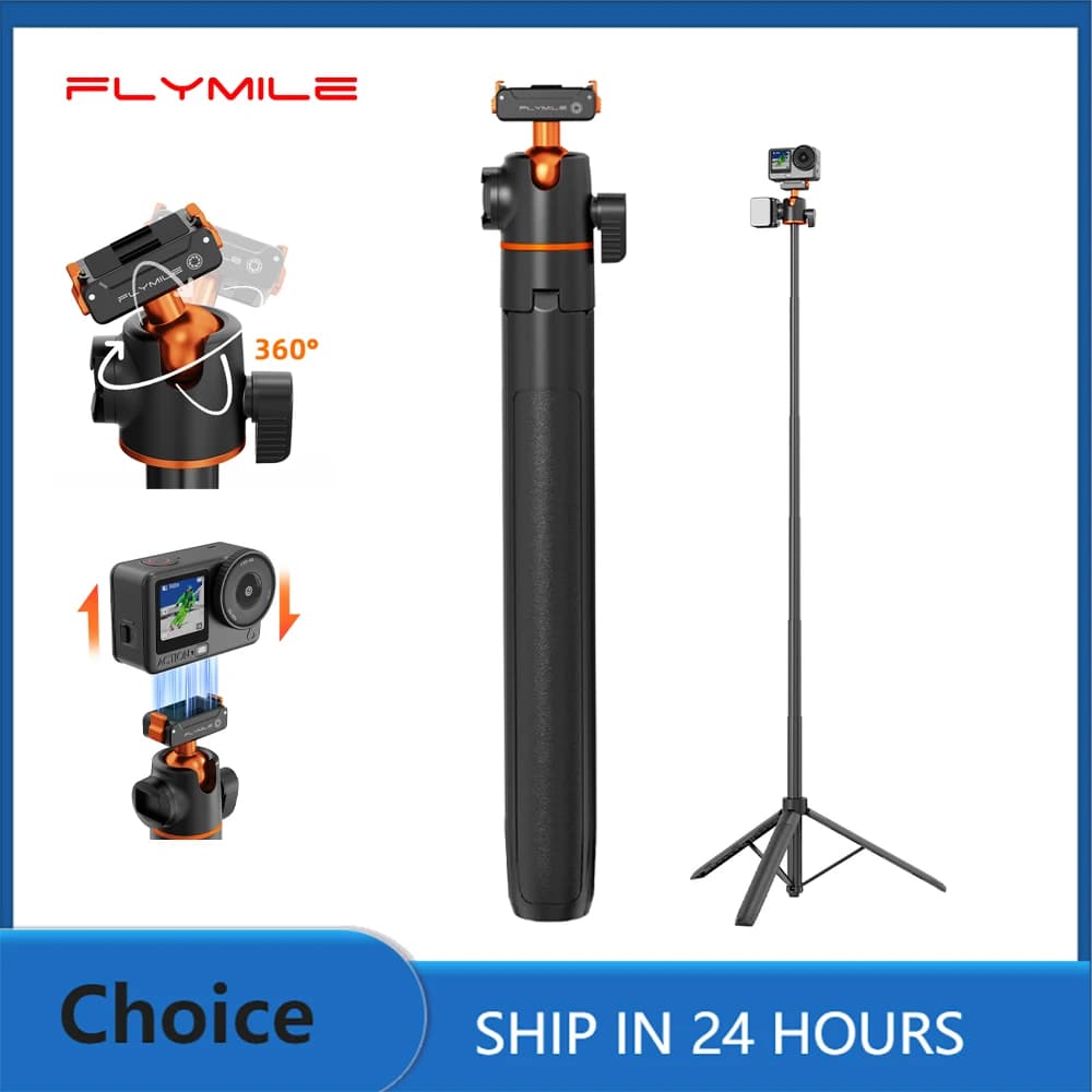 Treppiede Flymile per DJI OSMO Action 6/Nano con Base di Montaggio, Treppiede a Sgancio Rapido, Asta Selfie 140CM, Accessori per Fotografia