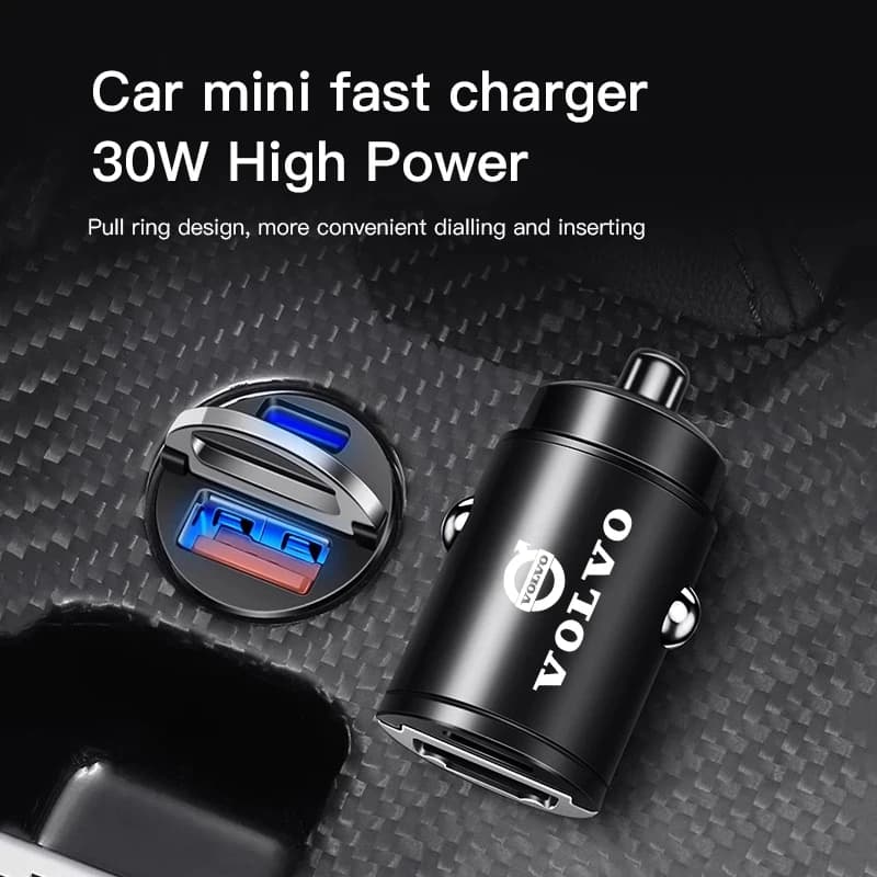 Mini USB Charger Type-C Fast Charging Adapter for Volvo XC90 V90 V60 XC60 V40 EC40 EX40 S80 S60 S90 C40 XC40 V70 XC70 C30