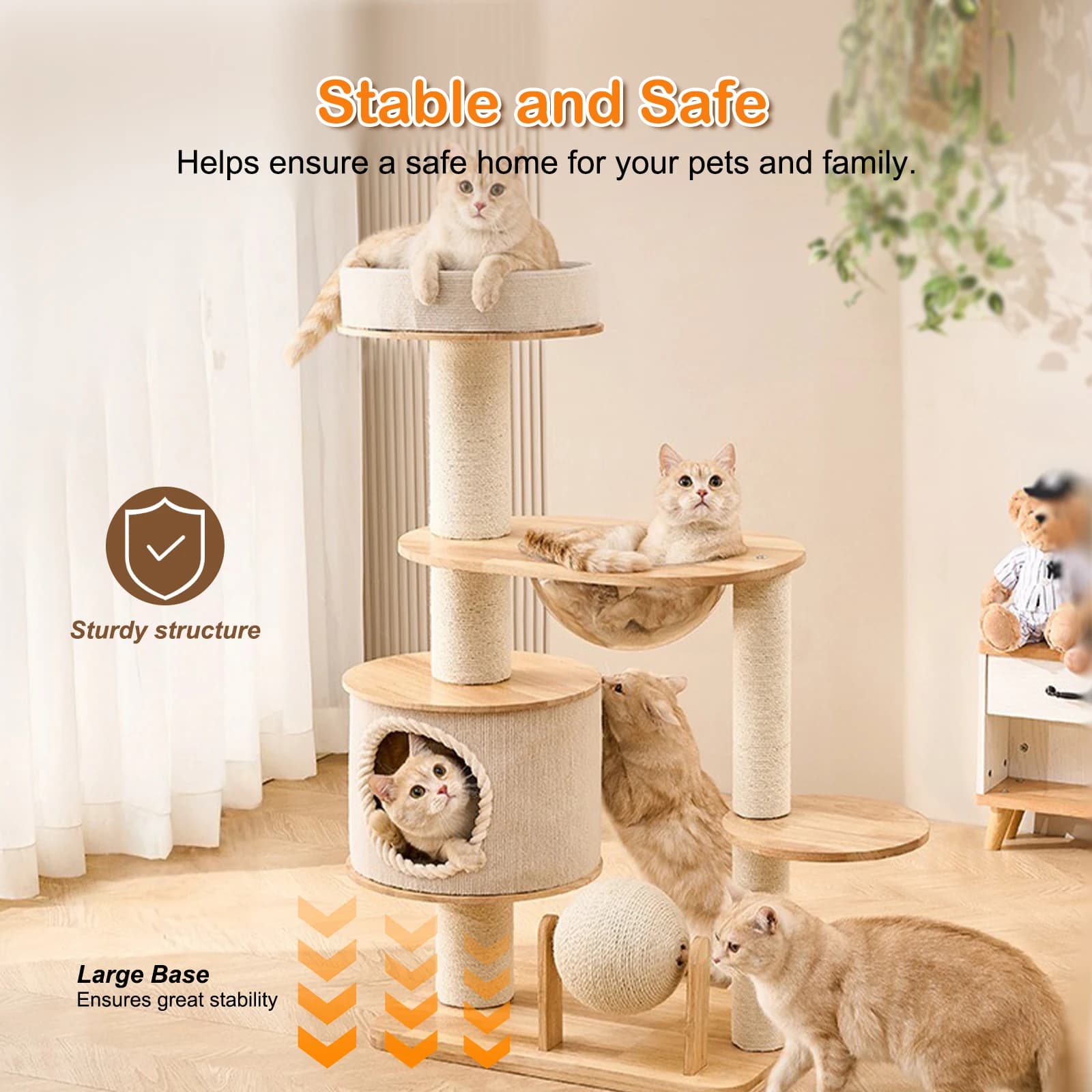 Cuccia Integrata per Gatti Resistente all'Usura, Piattaforma Unica per Saltare, Struttura Traspirante per Arrampicarsi, Accessori per Animali Domestici