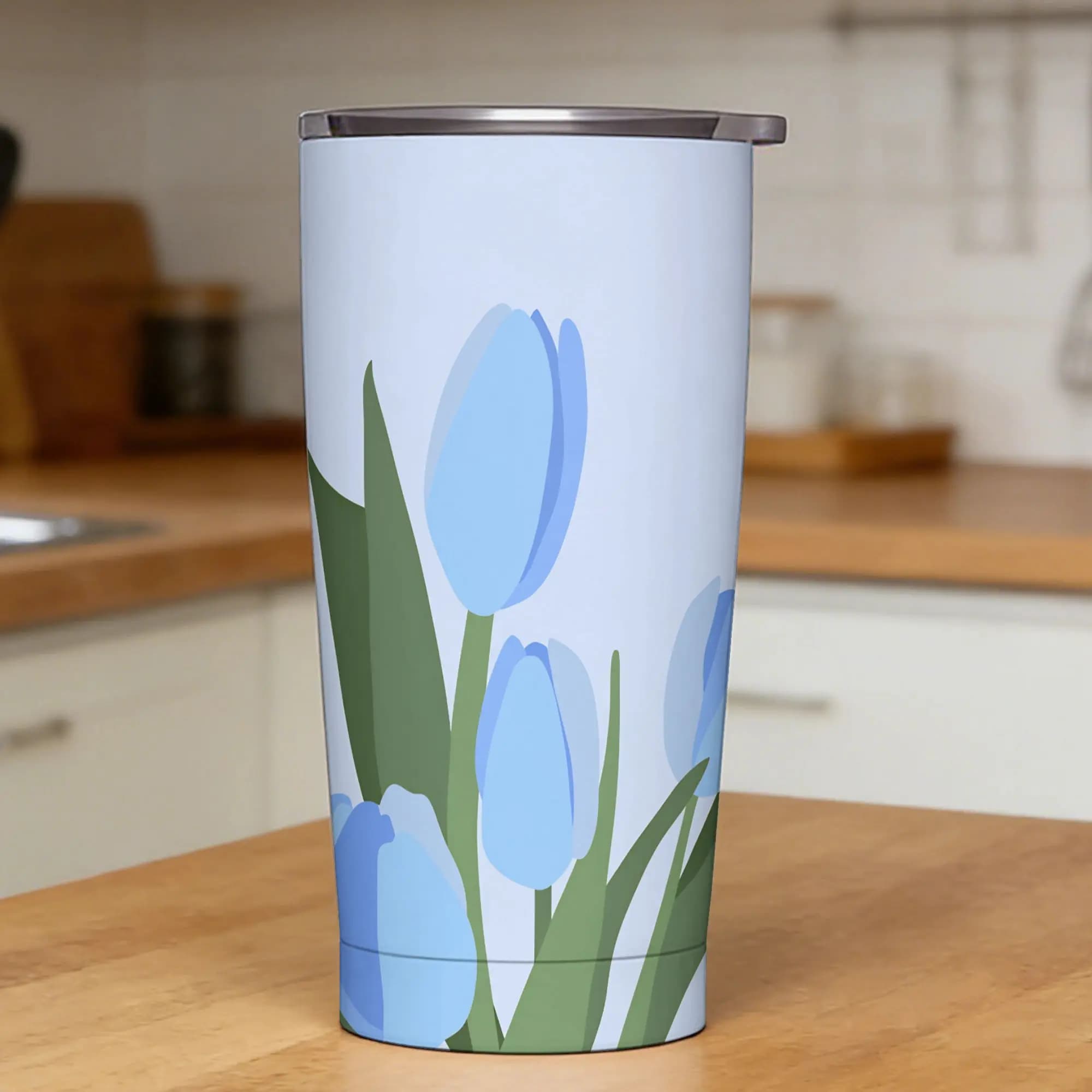 Tazza Termica in Acciaio Inox a Forma di Tulipano, Bicchieri Termici per Preservare il Calore, Tazze per Bevande Fredde da Auto