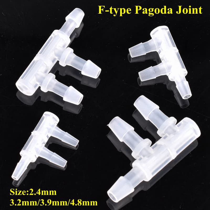 5 ~ 200 pieces PP side 2.4mm ~ 4.8mm aquarium fish tank tube pagoda water separator experimental deviation type F three-way connector