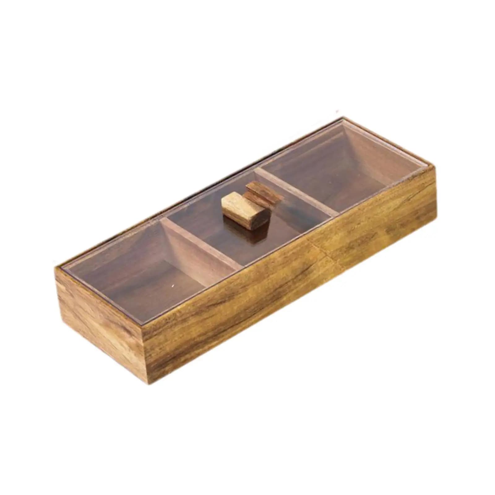 Vassoio Diviso in Legno per Servire, Piatto per Alimenti, Ciotola per Caramelle con Coperchio, Vassoio Contenitore per Noci e Caramelle, per Cioccolato, Frutta Secca, Biscotti, Dessert