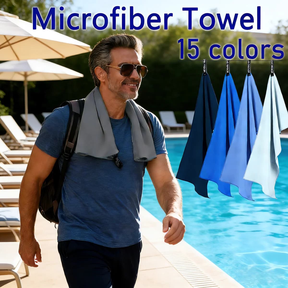Set di 2 asciugamani in microfibra ad alta assorbimento ad asciugatura rapida, ideale per palestra, viaggi, nuoto, campeggio, escursionismo, sport all'aria aperta, leggero