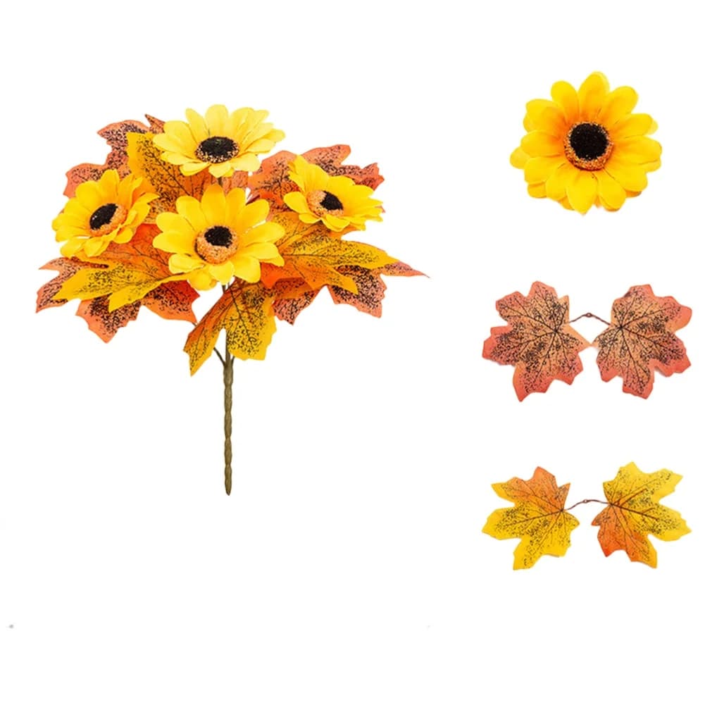 Artificial Sunflower Maple Leaf Bouquet Artificial Plant Seasonal Home Decoration As Shown Artificial Sunflower Bouquet