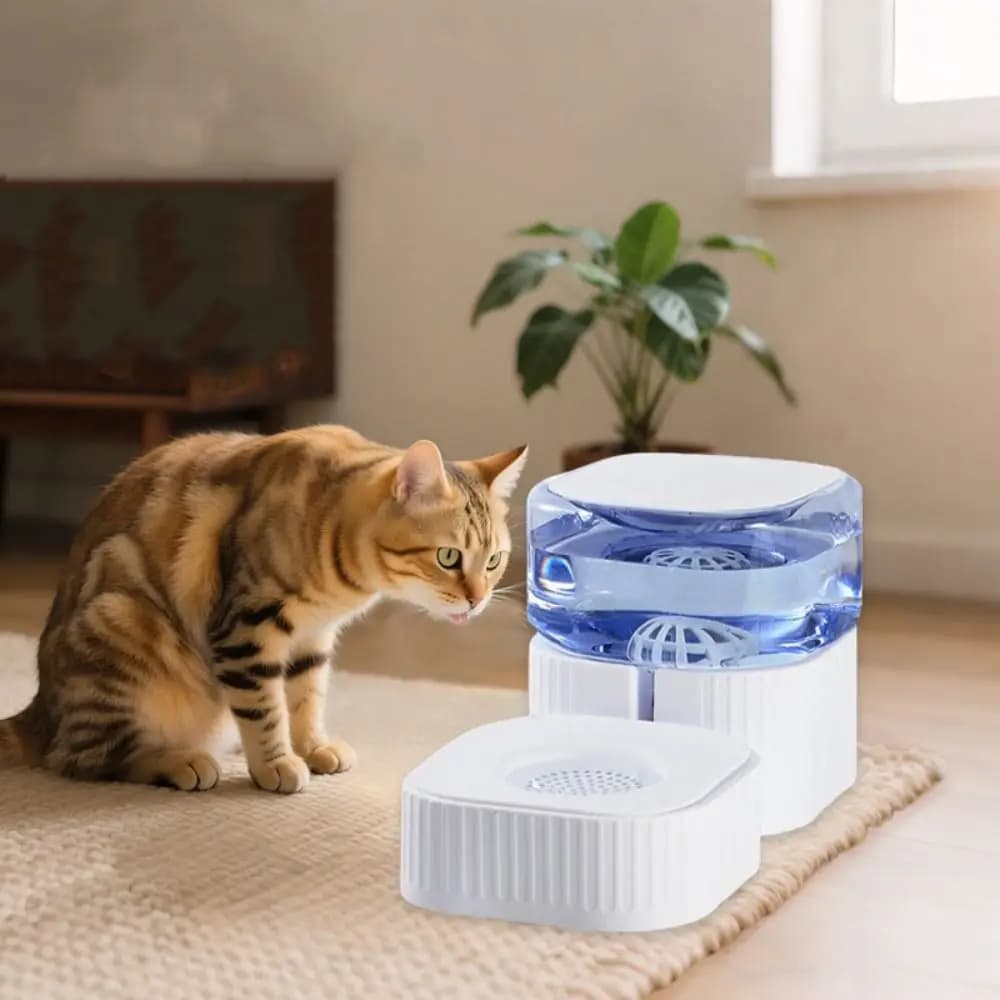 Fontanella Automatica Antiscivolo per Animali Domestici, Dispenser d'Acqua Rimovibile per Gatti, Ciotola in Plastica per Cibo per Gatti, Alimentazione Quotidiana