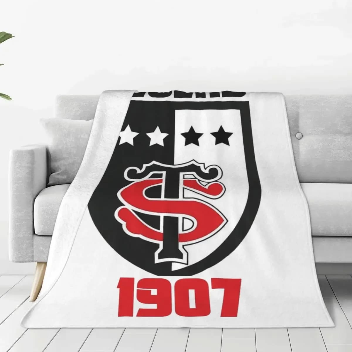 Stade toousain coperta lavorata a maglia Rugby Union flanella coperte da tiro aereo viaggio stampato Ultra-morbido caldo Bedsprea