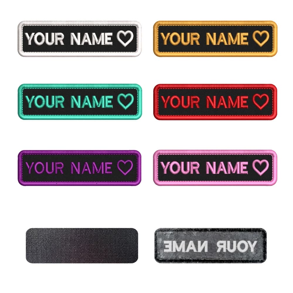 Toppe with custom name Heart-shaped patches Colored stripes Dress badge labels Jacket Backpack Hook or thermoadhesive patches