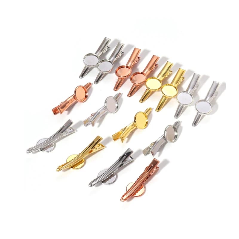 10pcs Iron Pointed Hair Clip Metal Hairpin With Tray Hairpins Base Setting Cabochon Blank Base For Jewelry Making Accessories