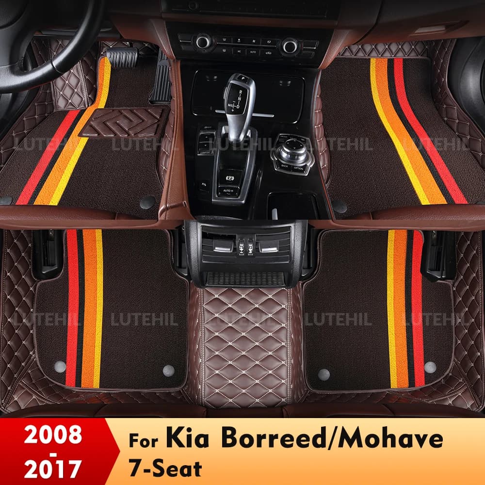 Per Kia Borreed/Mohave 7 posti 2008-2017 16 15 14 13 12 Doppio Strato Tappetini Auto Auto Rilievi Del Piede Tappeto Accessori Interni