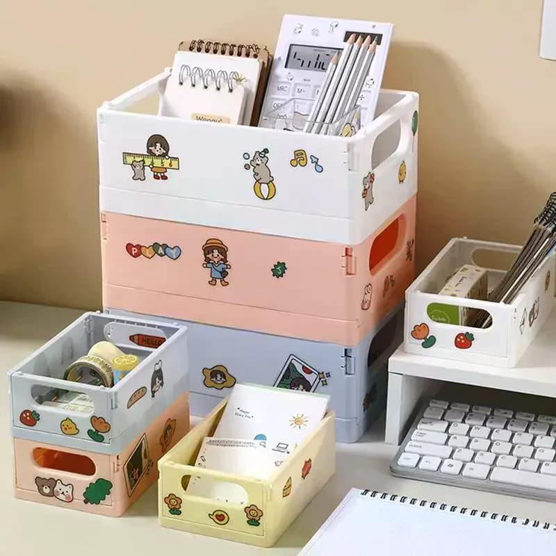 Cesto portaoggetti da scrivania per dormitorio, contenitore pieghevole e semplice per libri, snack, giocattoli e articoli vari