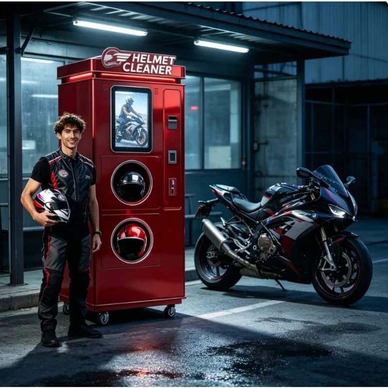 Customized Dual Compartment Helmet Cleaning Vending Machine, Motorcycle Bike Dry Wash Deodorize Commercial Self Service Washer