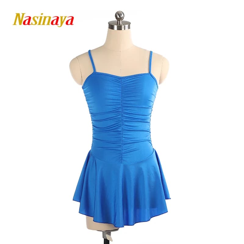 Abito per Pattinaggio Artistico, Costume da Pattinaggio su Ghiaccio per Ragazze, Donne e Bambini, Personalizzabile per Competizioni, Colorato Blu Senza Maniche, 23 Colori Disponibili