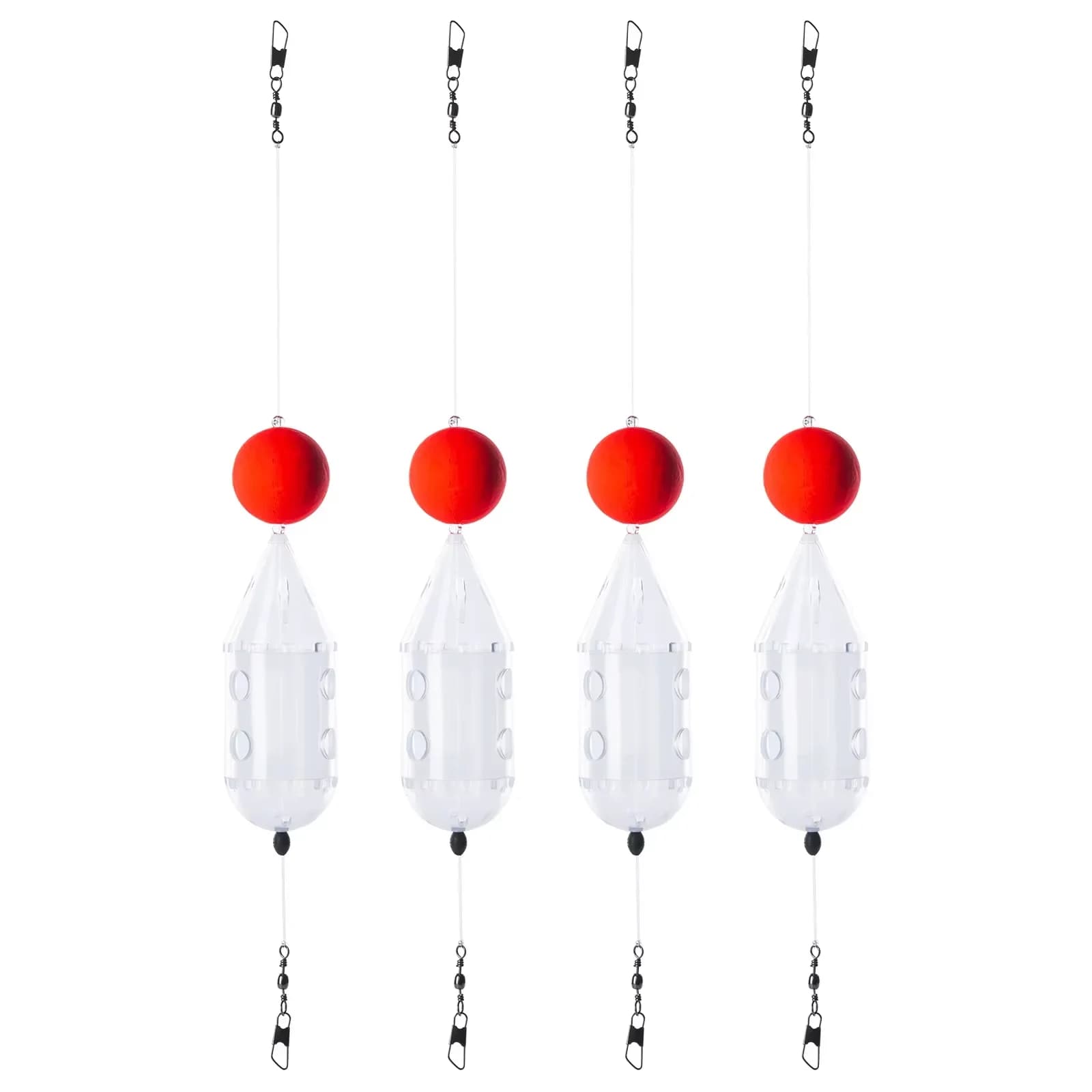 Goture 2-5 pieces Mini rotary bait fishing cage larvae feeder transparent cap swim mangers with foam ball for larvae carp fishing equipment