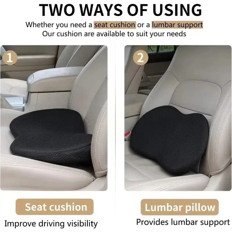 Per il cuscino del sedile del conducente dell'auto Nuovo cuscino del sedile in memory foam 2 in 1 Sciatica Sollievo dal dolore alla schiena Supporto comfort ergonomico