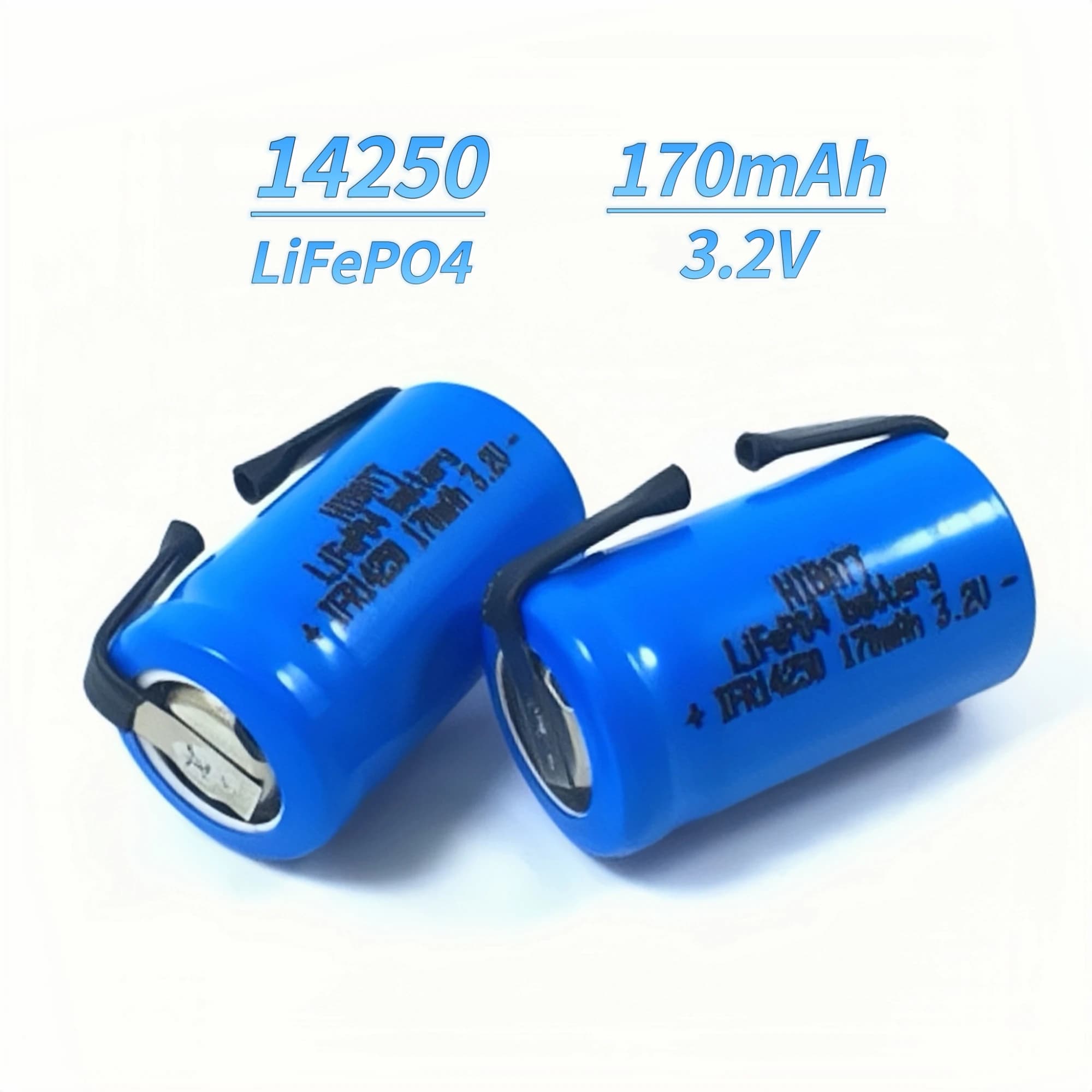 Batteria LiFePO4 14250 3.2V 170mAh con terminali a saldare per Walkie Talkie, Rilevatori di fumo, Walkman, Puntatori laser, Serrature elettroniche, Giocattoli