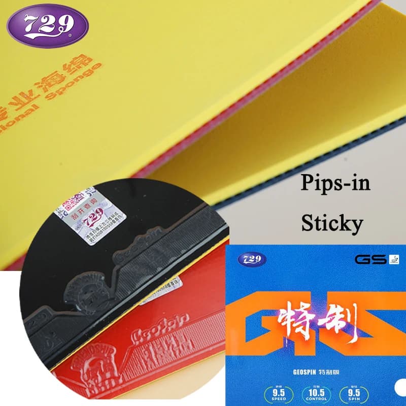 Gomma per Ping Pong 729 Friendship GS Edizione Speciale, Gomma da Tennis da Tavolo con Puntini Interni Adesivi GEO SPIN con Spugna per Attacco Rapido Arc Fast