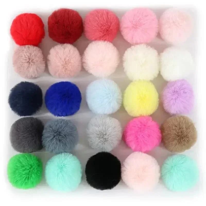 5/10 Pezzi Pompon in Finta Pelliccia di Coniglio 5cm, Portachiavi Natalizi, Decorazioni per Auto, Giocattoli, Borse, Orecchini, Fai-da-Te