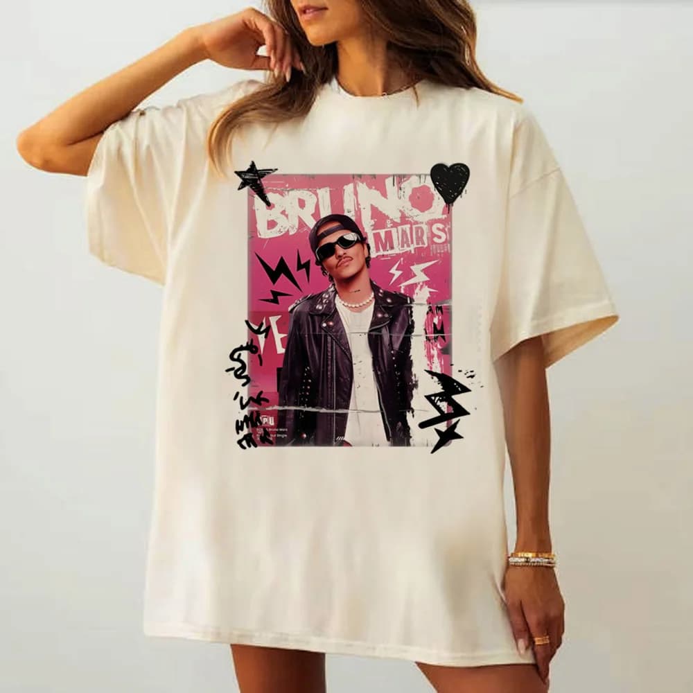 Bruno Mars t-shirt female hip hop Pop Culture kawaii korean clothes t-shirt Gothic hip hop 80s graphic aesthetic 2000s