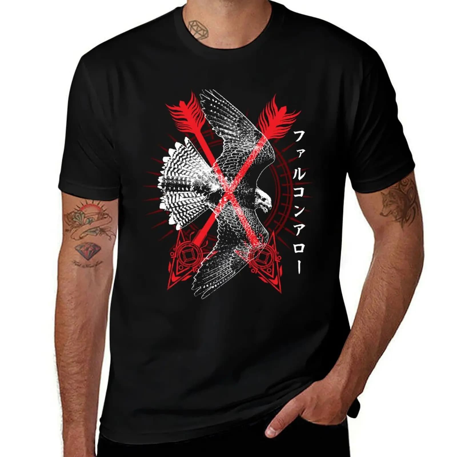 T-shirt con stampa di motivi alla moda The Arrows of the Crossed Falcon