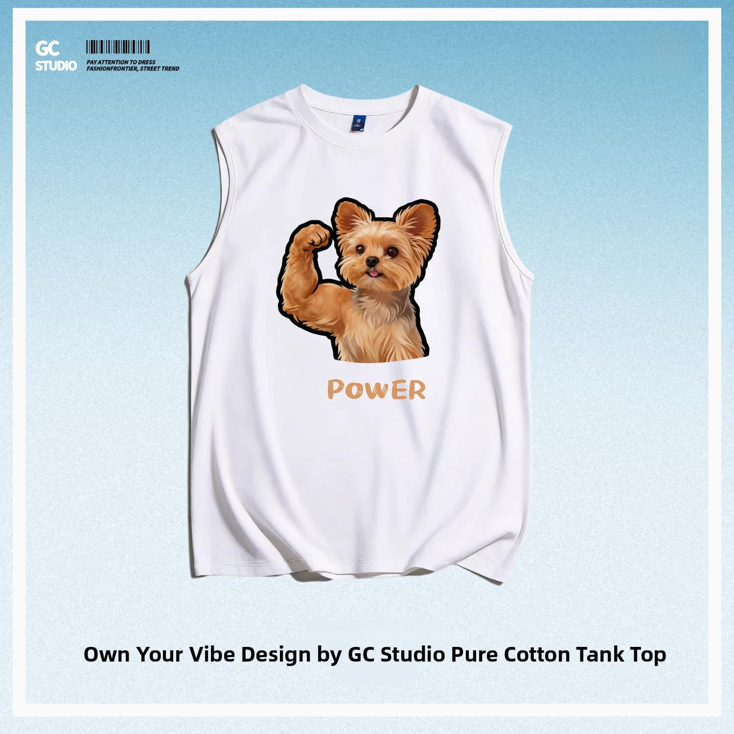 Men's Pure Cotton Tank Top Breathable Yorkshire Muscle Fitness Sportswear Casual Style round Neck Print Design Summer Essential