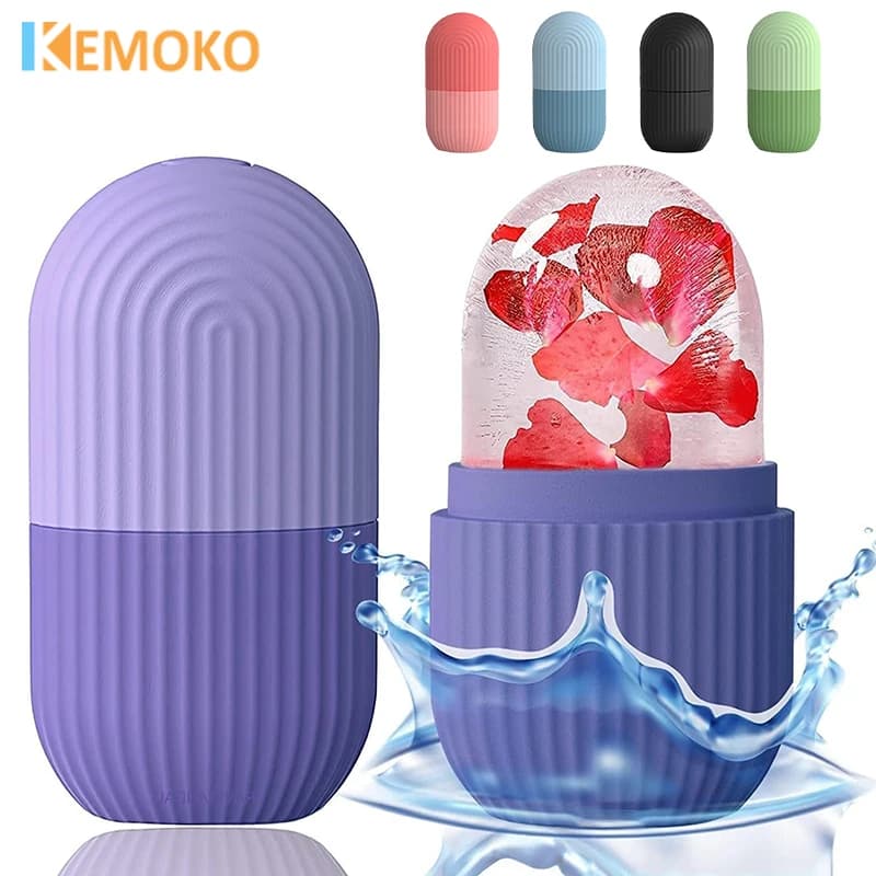Vassoi per cubetti di ghiaccio in silicone Rullo per occhi facciali Sfera di ghiaccio Bellezza Lifting del viso Massaggiatore Contorno Ridurre l'acne Strumento per la cura della pelle Riutilizzabile