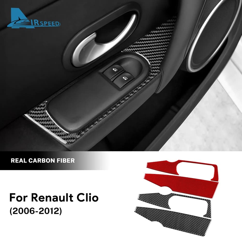 Reale Morbida Fibra di Carbonio Adesivo Per Renault Clio 3 2006 2007 2008 2009 2010 2011 2012 Auto Porta Finestra Pannello Adesivo Accessori