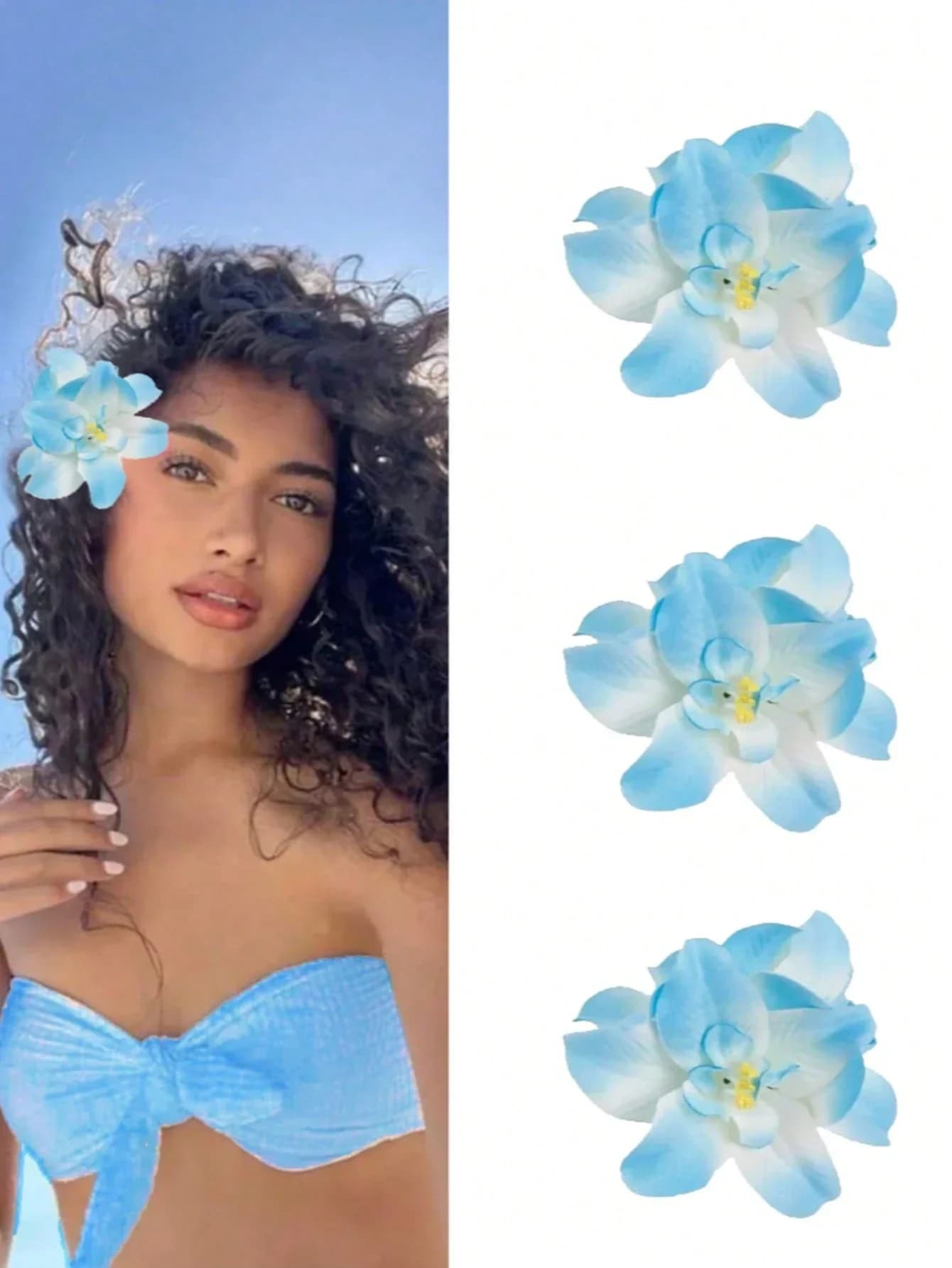 4 fermagli per capelli con fiori hawaiani per donna, accessori per capelli bohémien artificiali per spiaggia tropicale