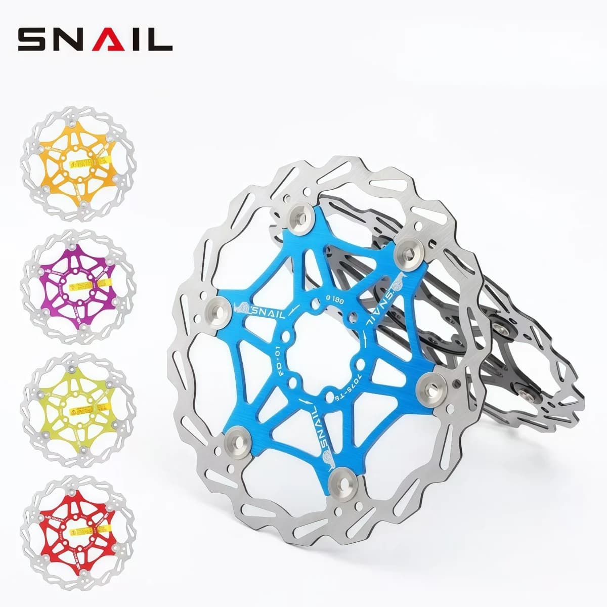 SNAIL Floating Disc Brake Rotor - 6-Bolt MTB Rotors 203 MM / 180 MM / 160 MM Red / Gold / Blue / Green / Purple / Black 1 Piece