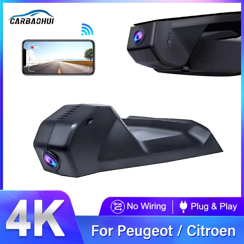 Dashcam for Peugeot 5008 3008 4008, DVR for Citroen C5 Aircross, Camera Recorder for DS7, Dash Cam 4K Plug and Play for Auto