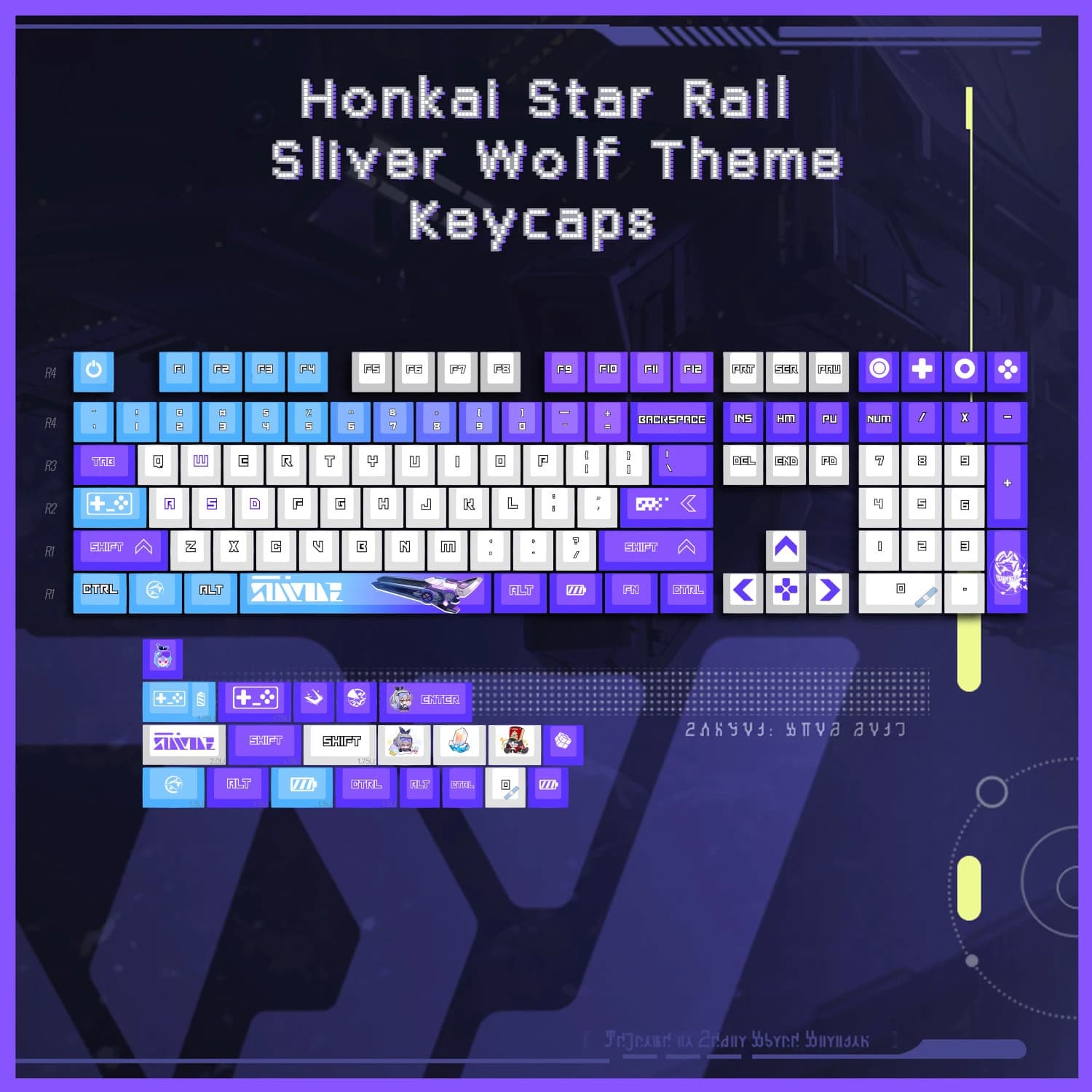 129 tasti/Set Honkai Star Rail Sliver Wolf Cute Girl PBT Cherry Profile per MX Switch Keycap per tastiera meccanica gioco personalizzato