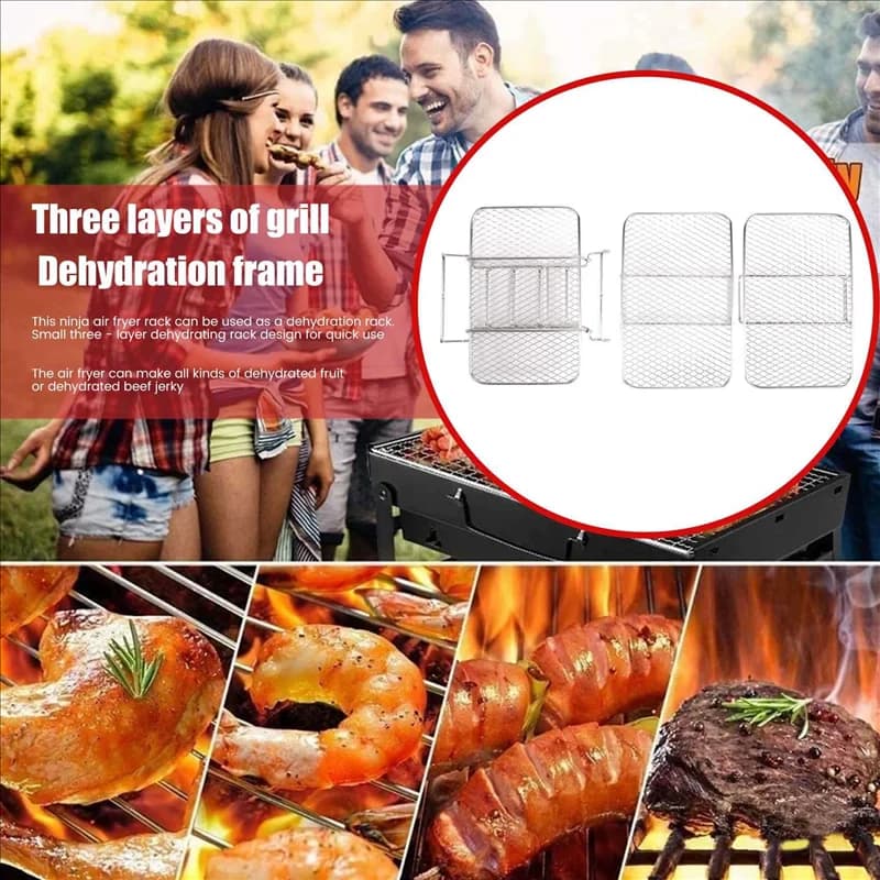 A05G-Air Rack Fryer For Ninja Dual Air Fryer 304 Stainless Steel Multi-Strate Dishydrator Rack Toast Rack Air Fryer Accessories