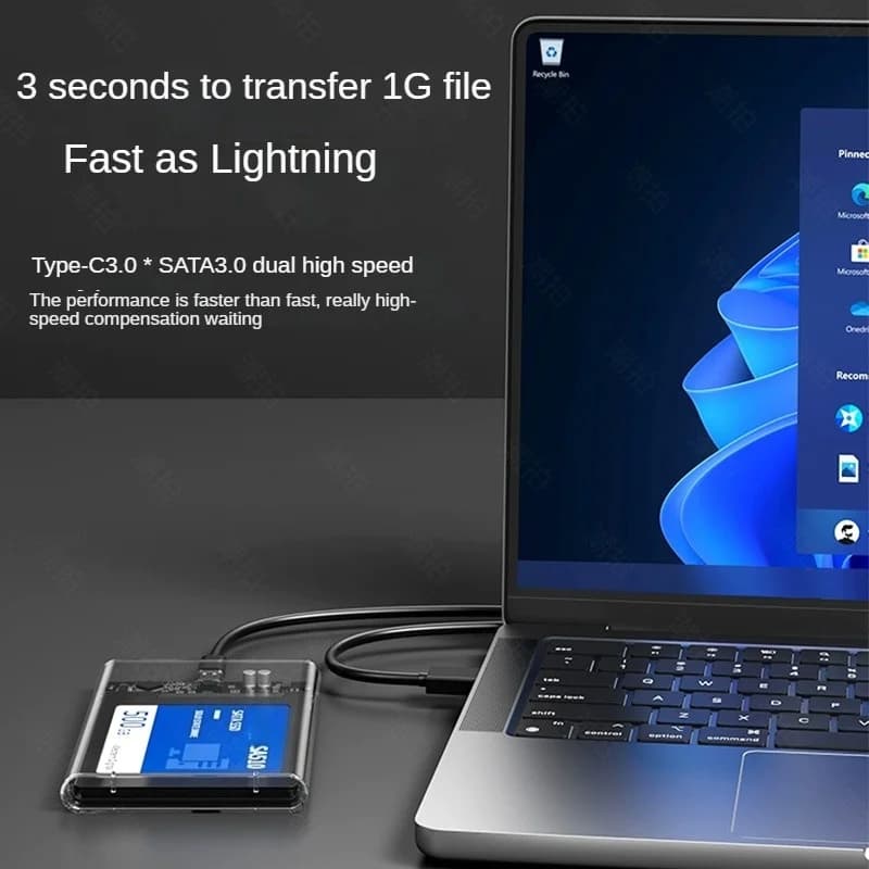 Custodia per disco rigido esterno USB 3.0 da 2,5 pollici Adattatore da tipo C a SATA per laptop compatibile con SATA SSD/HDD