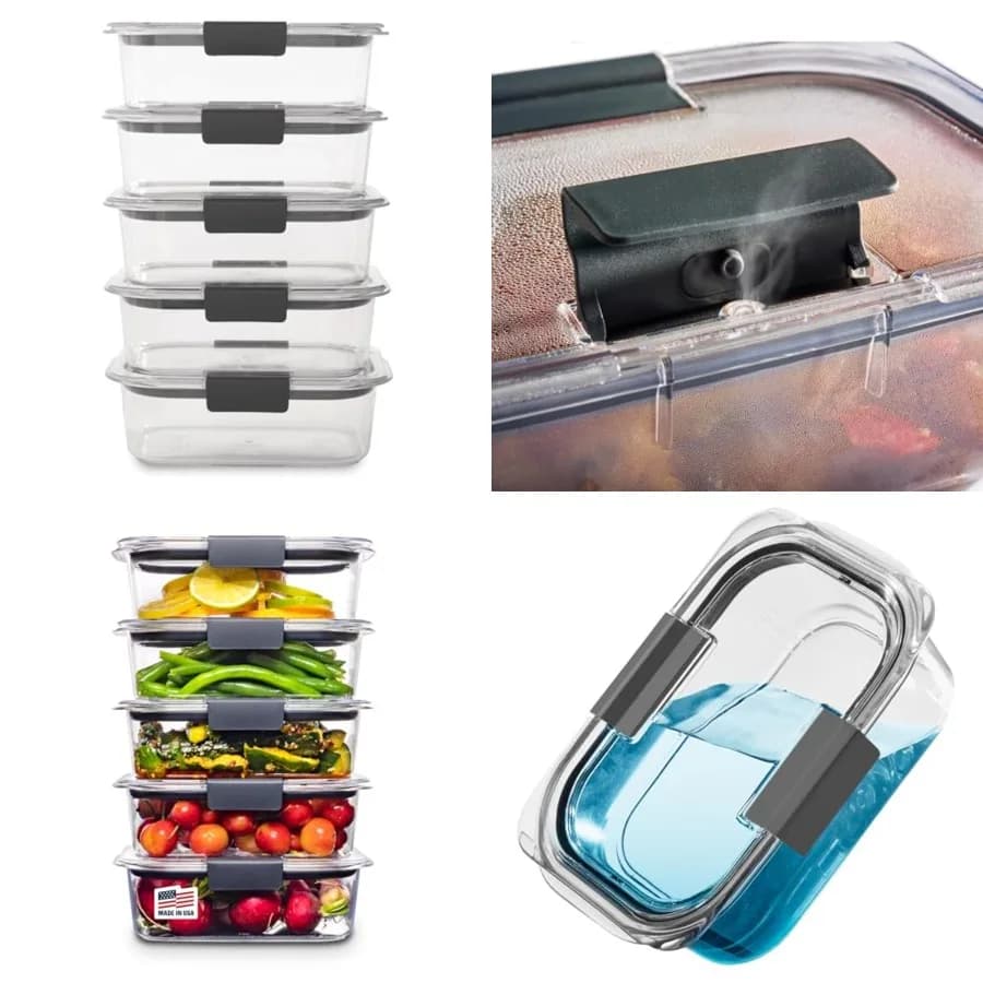 Contenitori per Alimenti in Plastica Tritan Brilliance Senza BPA con Coperchi Ermetici Ideali per Preparazione Pasti e Avanzi Set da 5