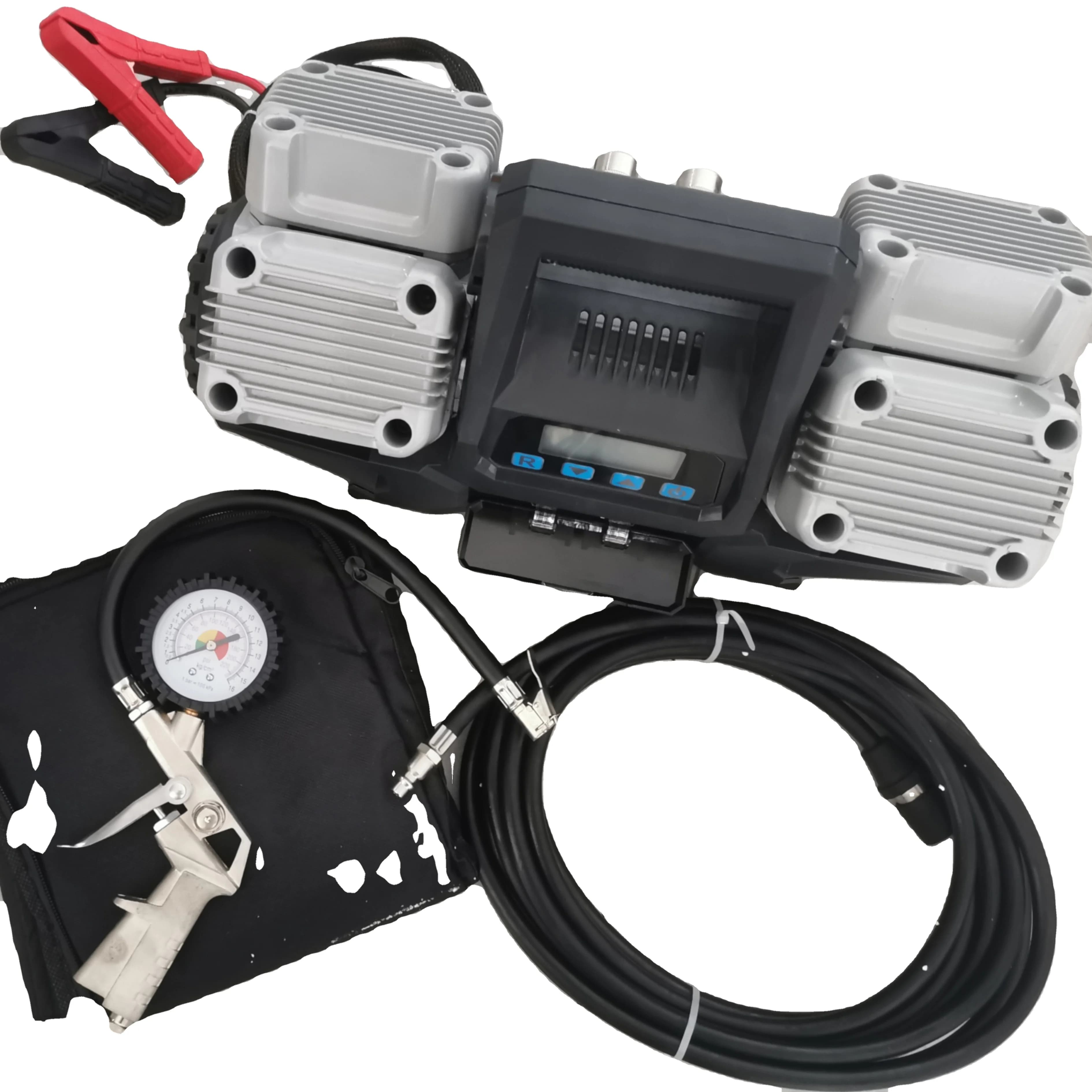 Pompa per pneumatici per auto portatile resistente da 400 litri 12V Compressore per gonfiaggio pneumatici per auto in metallo a 4 cilindri con pressione dei pneumatici