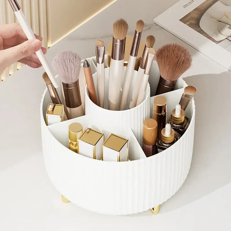 Scatola portaoggetti per pennelli da trucco da tavolo 360 ° Organizzatori rotanti per forniture per ufficio Portapenne portatile per rossetto da bagno