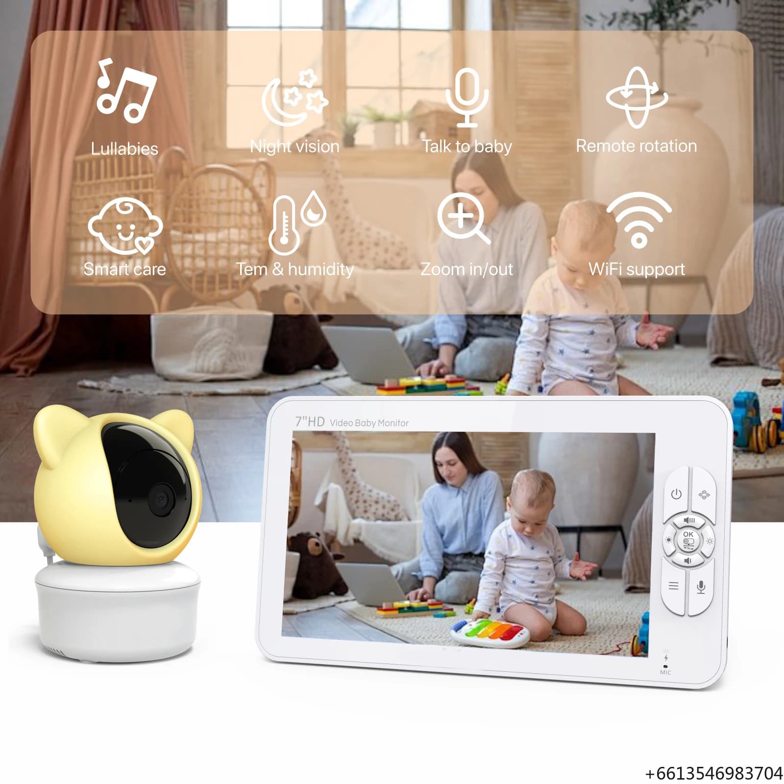 Monitor per Bambini Smartree da 7 Pollici 1080P WiFi con Videocamera e App Tuya, Nuovo Prodotto