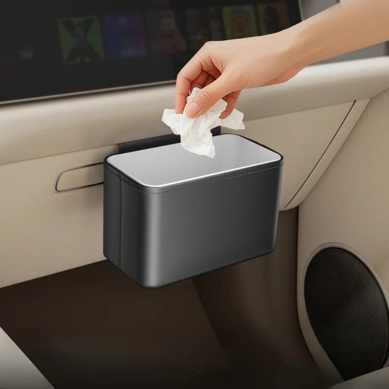 Car Basket from Seats PP Leather Passenger, Mini Container for Waste and Organizer for Clean and Ordered Interior