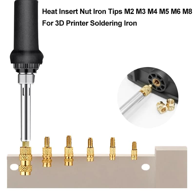 Thermal insert Dado Iron tips M2 M3 M4 M5 M6 M8 Brass filler Built-in kit Universal welding 936 for 3D printer